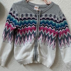 Fair isle knit sweater with zipper